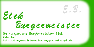 elek burgermeister business card